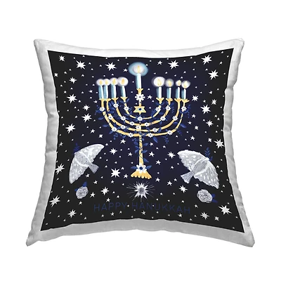 Stupell Industries Happy Hanukkah Menorah Pillow