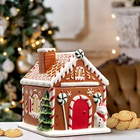 9.5" Ceramic LED Lit Gingerbread House Cookie Jar