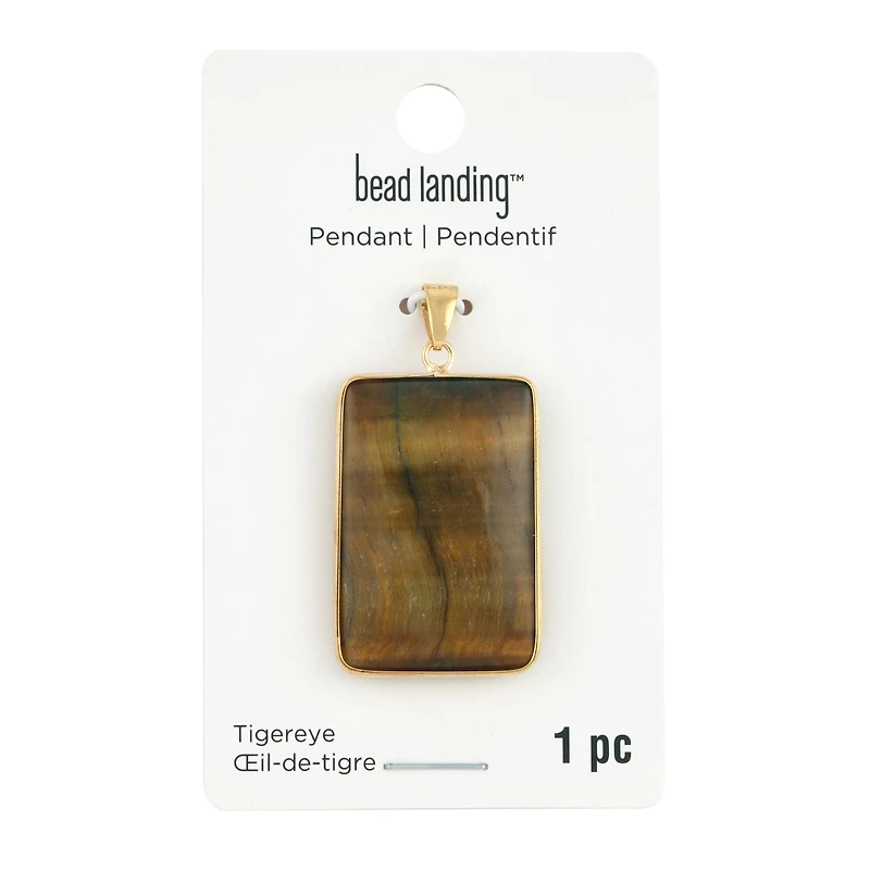 Yellow Tiger's Eye Rectangle Pendant by Bead Landing™