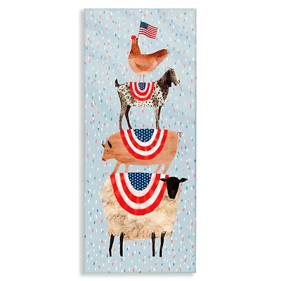 Stupell Industries Americana Stacked Farm Animals Watercolor Chicken Goat Pig and Sheep Canvas Wall Art