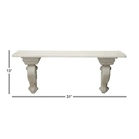 32" White Wood Farmhouse Wall Shelf