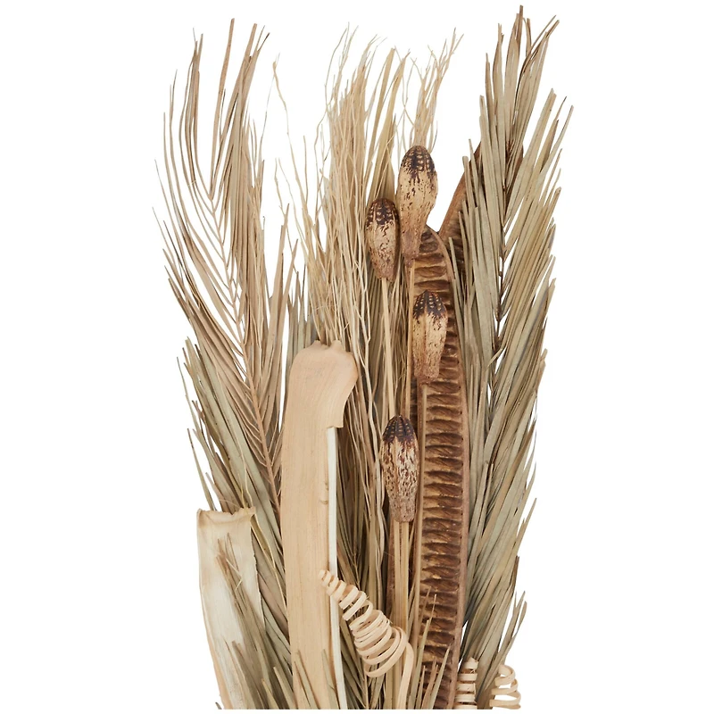 62" Beige Dried Plant Assorted Bouquet Palm Leaf Natural Foliage with Branch Accents