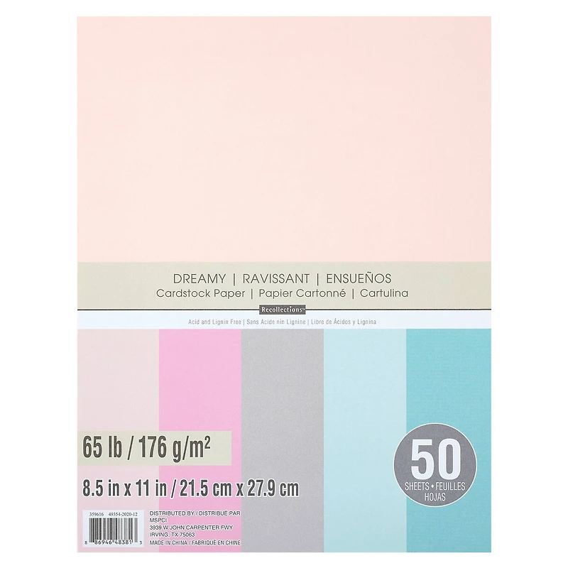 12 Packs: 50 ct. (600 total) Dreamy 8.5" x 11" Cardstock Paper by Recollections™