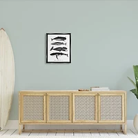 Stupell Industries Marine Wildlife Whales Drawings Diagram Framed Floater Canvas Wall Art