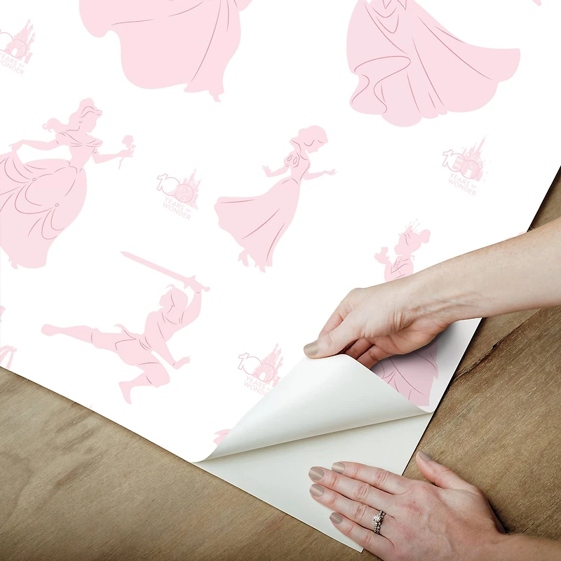 RoomMates Disney 100th Anniversary Princesses Pink Peel & Stick Wallpaper