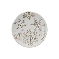 Hello Honey® 6" White Stoneware Plate with Gold Electroplated Snowflakes