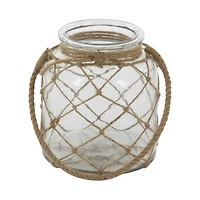 8" Glass Coastal Candle Holder Lantern