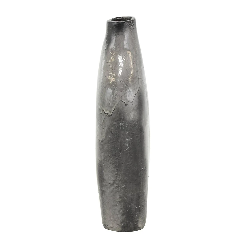 Gray Paper Mache Marble Inspired Decorative Vase with Cutout Handle