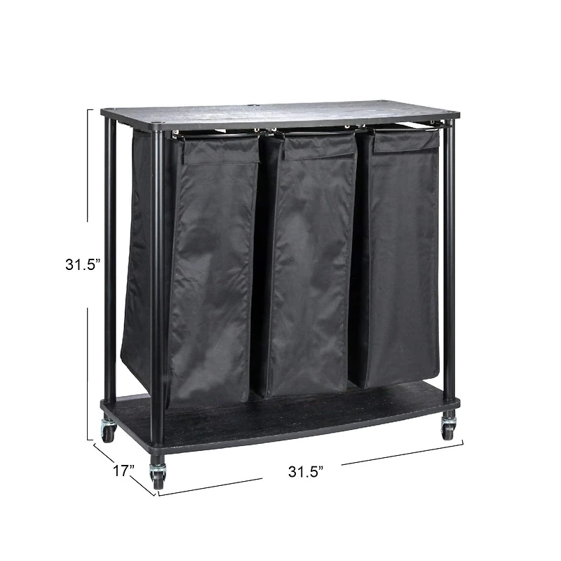 Household Essentials 3-Bag Laundry Sorter with Laminate Shelving