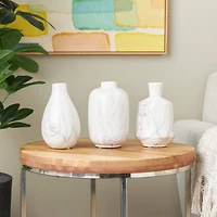 White Ceramic Marble Inspired Vase Set