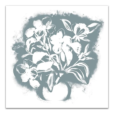 Blue Spray Paint Floral 30" x 30" Canvas Wall Art