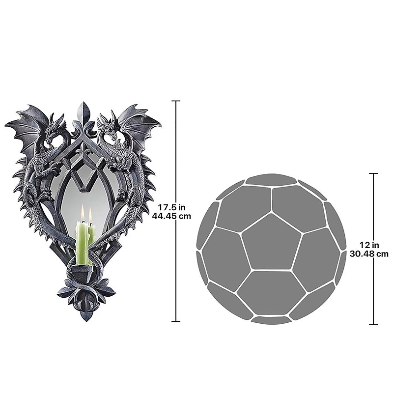 Design Toscano Double Trouble Gothic Dragon Mirrored Wall Sculpture