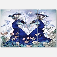 Designart - Two Blue Peacocks With Wildflowers