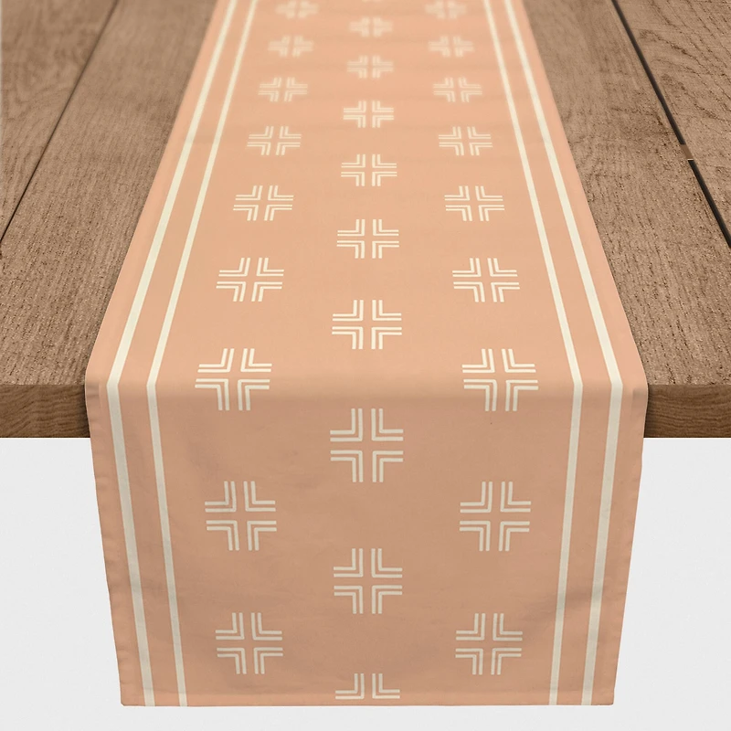 Pink Mudcloth Crosses Indoor/Outdoor Table Runner