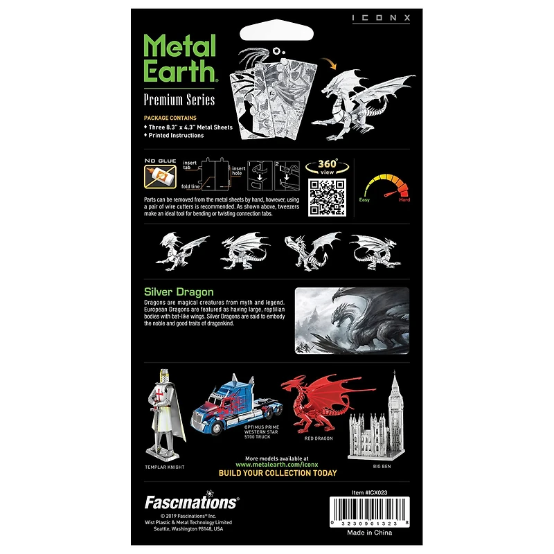 Metal Earth® Silver Dragon Steel Model Kit