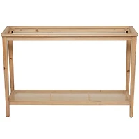 32" Natural Brown Wood Shelf Console Table
