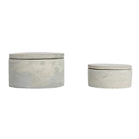 Hello Honey® Gray Round Decorative Cement Boxes with Lids Set