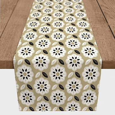 Mod Gold Flower 16" x 90" Cotton Twill Runner