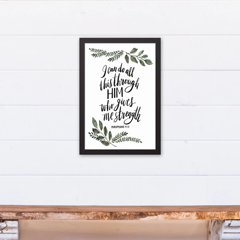 I Can do All this Through Him 12" x 18" Black Framed Canvas