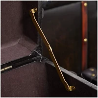 Dark Brown Faux Leather Studded Trunk with Latches & Handles Set