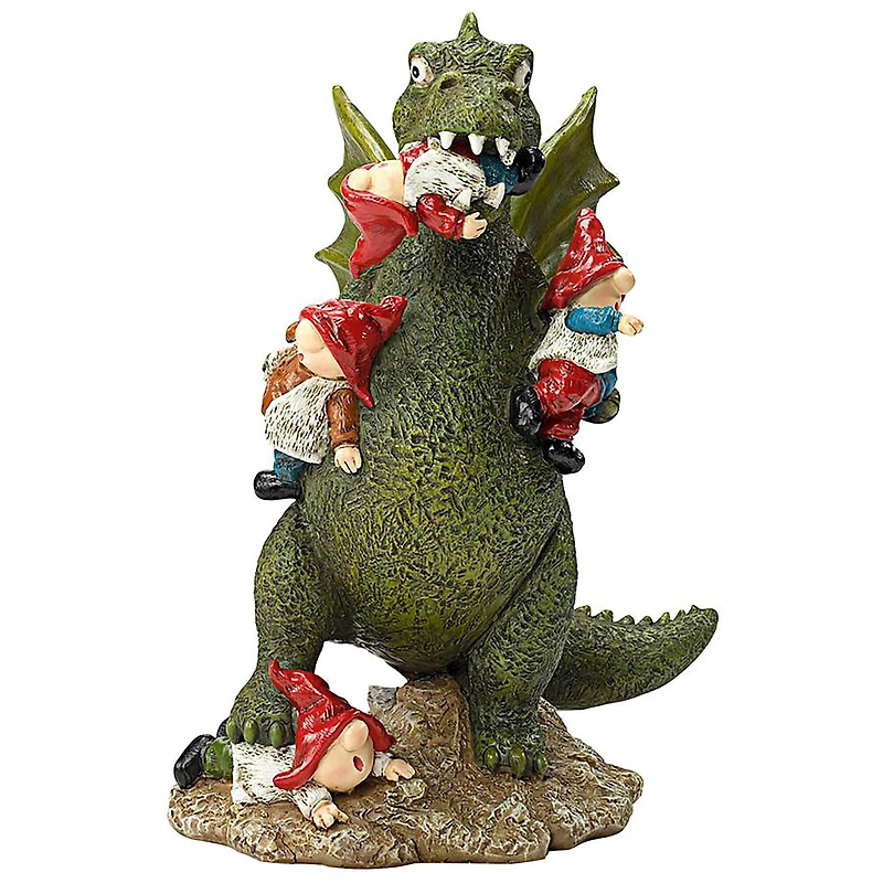 Design Toscano 12" Dragon's Gonna Get Ya! Garden Gnome Apocalypse Statue