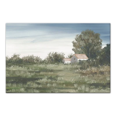 Neutral House in Trees Canvas Wall Art