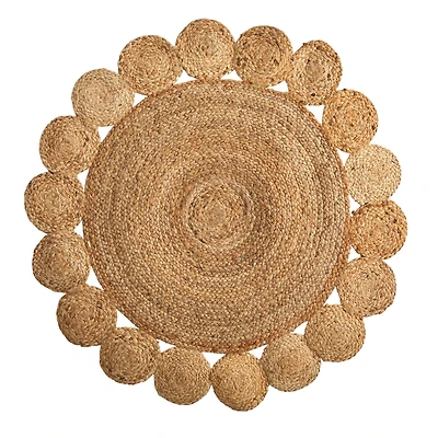 3ft. x 3ft. Hand Braided Mandala Jute Round Rug