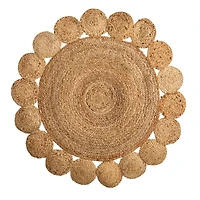 3ft. x 3ft. Hand Braided Mandala Jute Round Rug