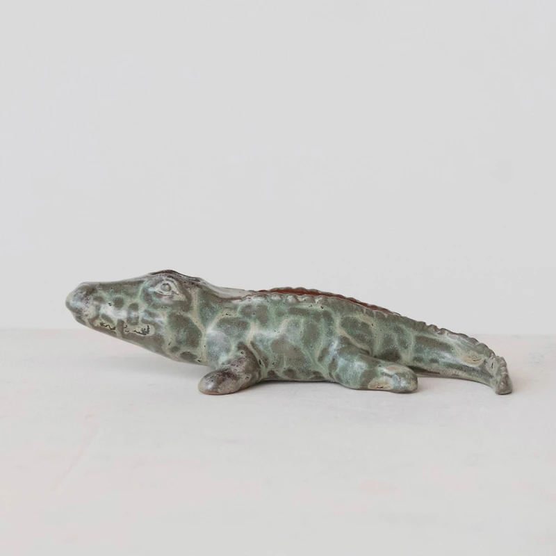 Hello Honey® 6.5" Green Stoneware Alligator Match Holder