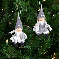 5.5" Gray & White Plush Twin Christmas Ornament Set