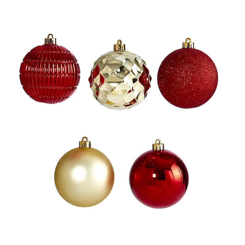 40ct. 3" Red & Gold Shatterproof Ball Ornaments