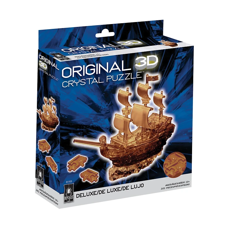 3D Crystal Puzzle - Pirate Ship (Brown): 101 Pcs
