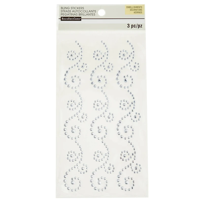 12 Packs: 3 ct. (36 total) Clear Flourish Adhesive Rhinestones by Recollections™