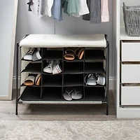 Simplify Black 16 Compartment Shoe Cubby