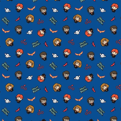 Harry Potter™ Blue Kawaii Trio Toss Cotton Fabric