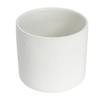 Hello Honey® 8" White Stoneware Flower Pot with Black Metal Stand