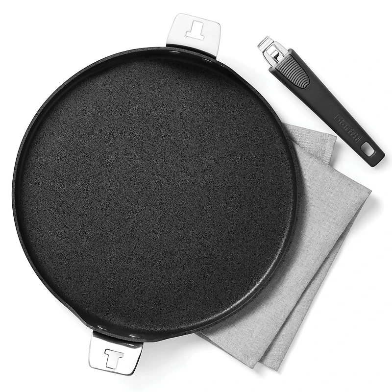 THE ROCK by Starfrit 12.5" Pizza Pan & Flat Griddle With T-Lock Detachable Handle