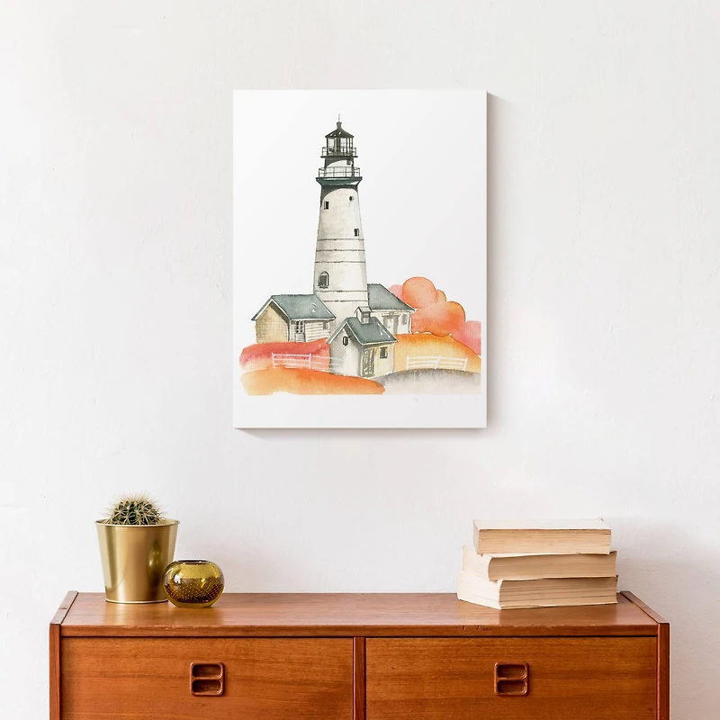 Lighthouse In Autumn 12" x 16" Canvas Wall Art