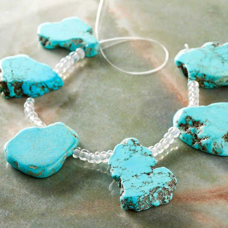 12 Pack:  Turquoise Dyed Howlite Flat Chip Beads by Bead Landing™