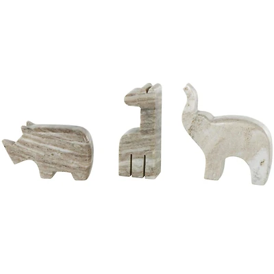 Gray & Copper Rounded Marble Safari Animals Sculpture Set