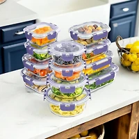 Joyful by JoyJolt® 24-Piece Purple Glass Storage Container Set with Leakproof Lids