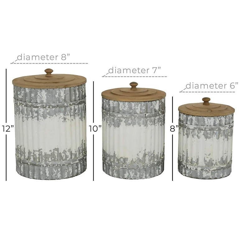 White Metal Farmhouse Decorative Jar Set