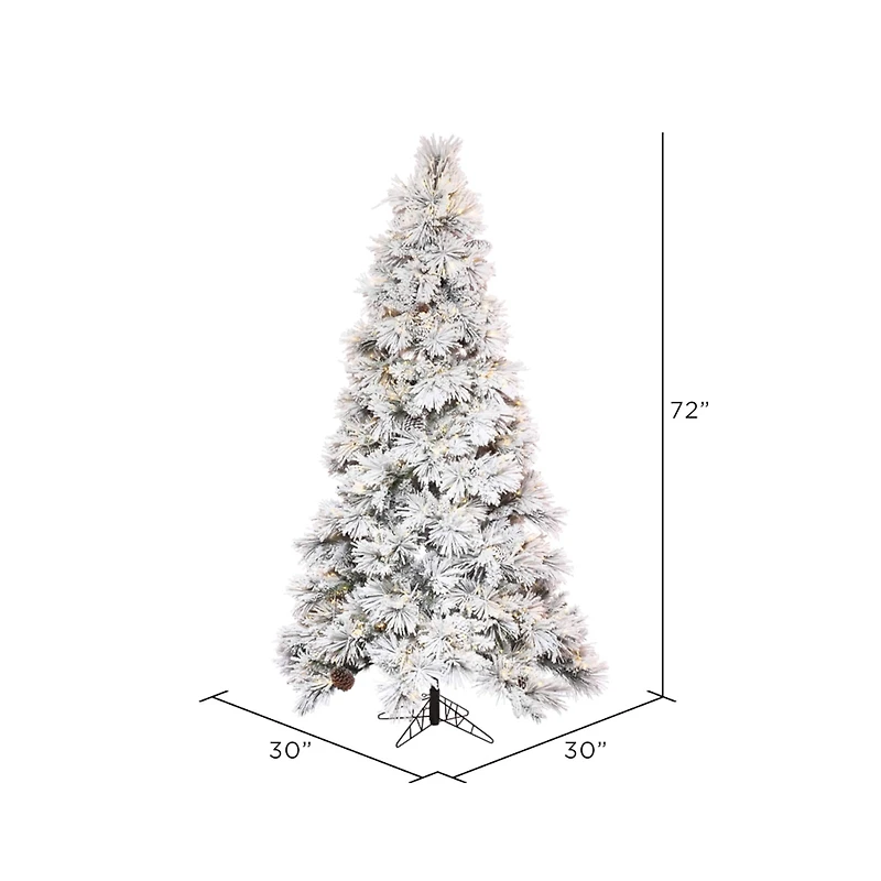 6ft. Pre-Lit Flocked Atka Pencil Artificial Christmas tree, Warm White LED Lights