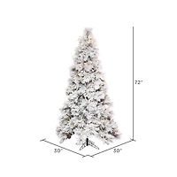 6ft. Pre-Lit Flocked Atka Pencil Artificial Christmas tree, Warm White LED Lights