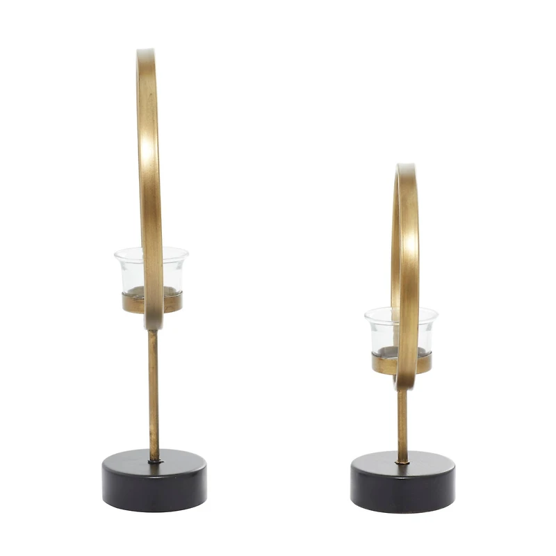 Gold Metal Contemporary Candle Holder Set
