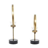 Gold Metal Contemporary Candle Holder Set