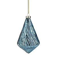 4.75" Blue Glitter Swirl Glass Christmas Pendant Ornament