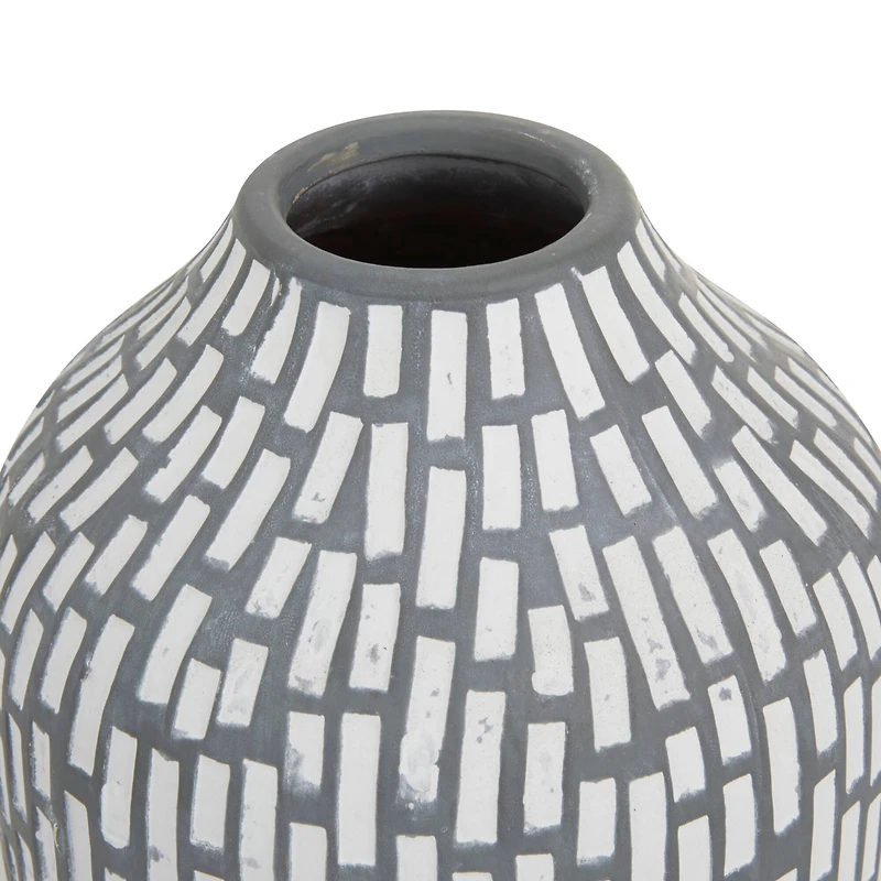 Set of 2 Gray Stoneware Modern Vases, 13" x 6" x 5"