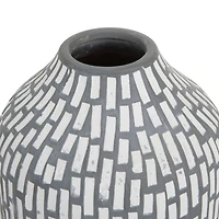 Set of 2 Gray Stoneware Modern Vases, 13" x 6" x 5"