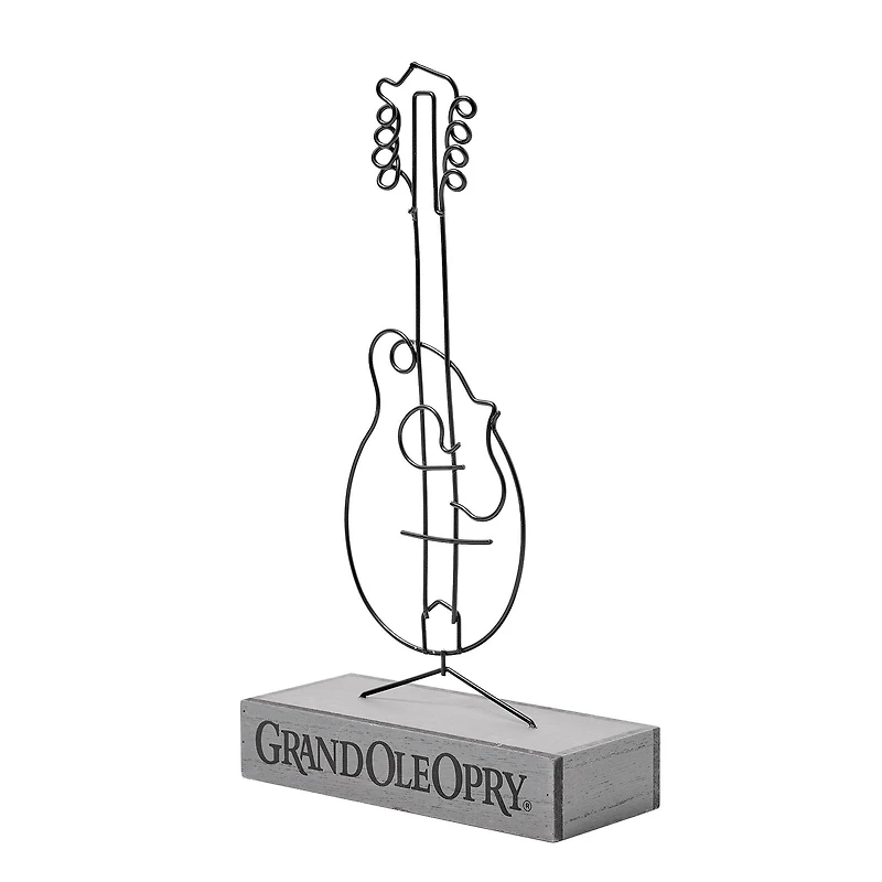 American Art Decor Grand Ole Opry Wire Guitar Tabletop Sculpture with Wooden Base - 7" H x 12.75" L